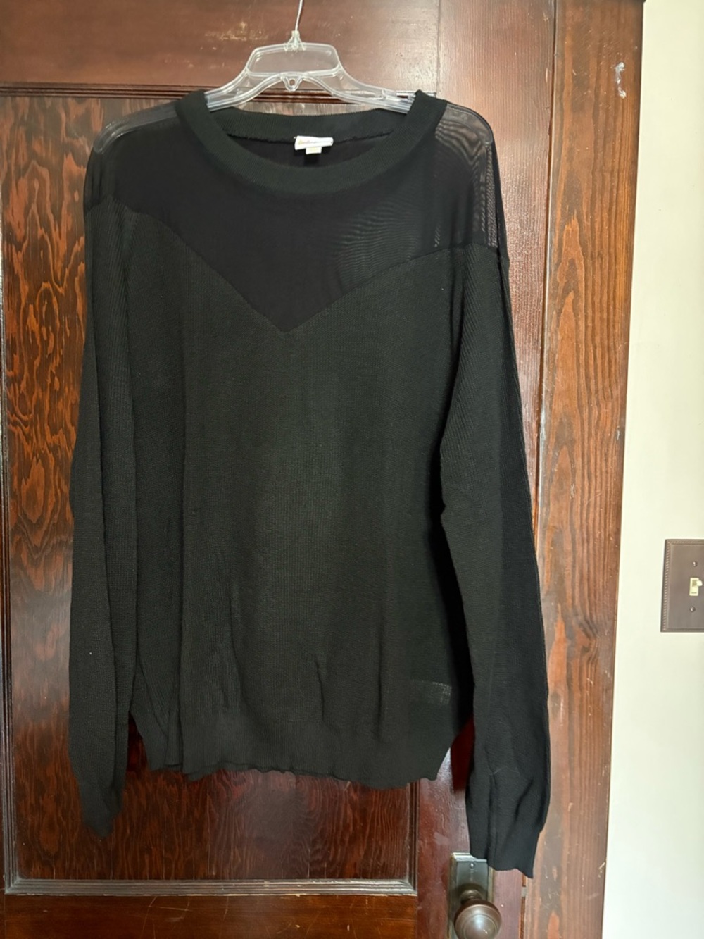 LuLaRoe Black Sheer Yoke Crew Neck Sweater